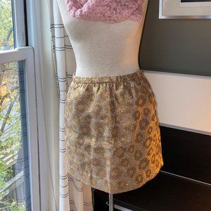 J. Crew Formal Brocade Animal Print Gold Mini Skirt Party Cocktails US4   - L